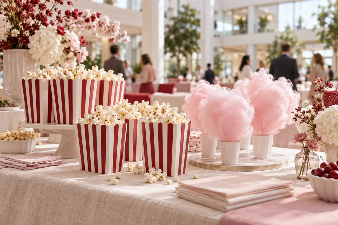 Pause popcorn et barbe à papa dans un atrium